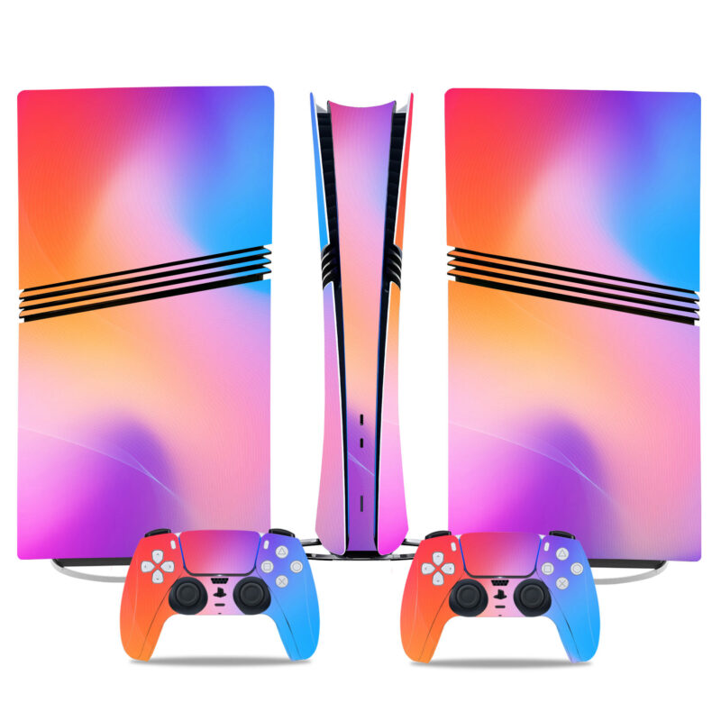 Vibrant Gradient PS5 Pro Skin Sticker – Stunning Console & Controller Design