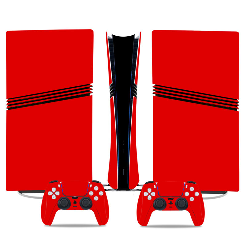 Bold Red PS5 Pro Skin Sticker - Vibrant Style For Console And Controller