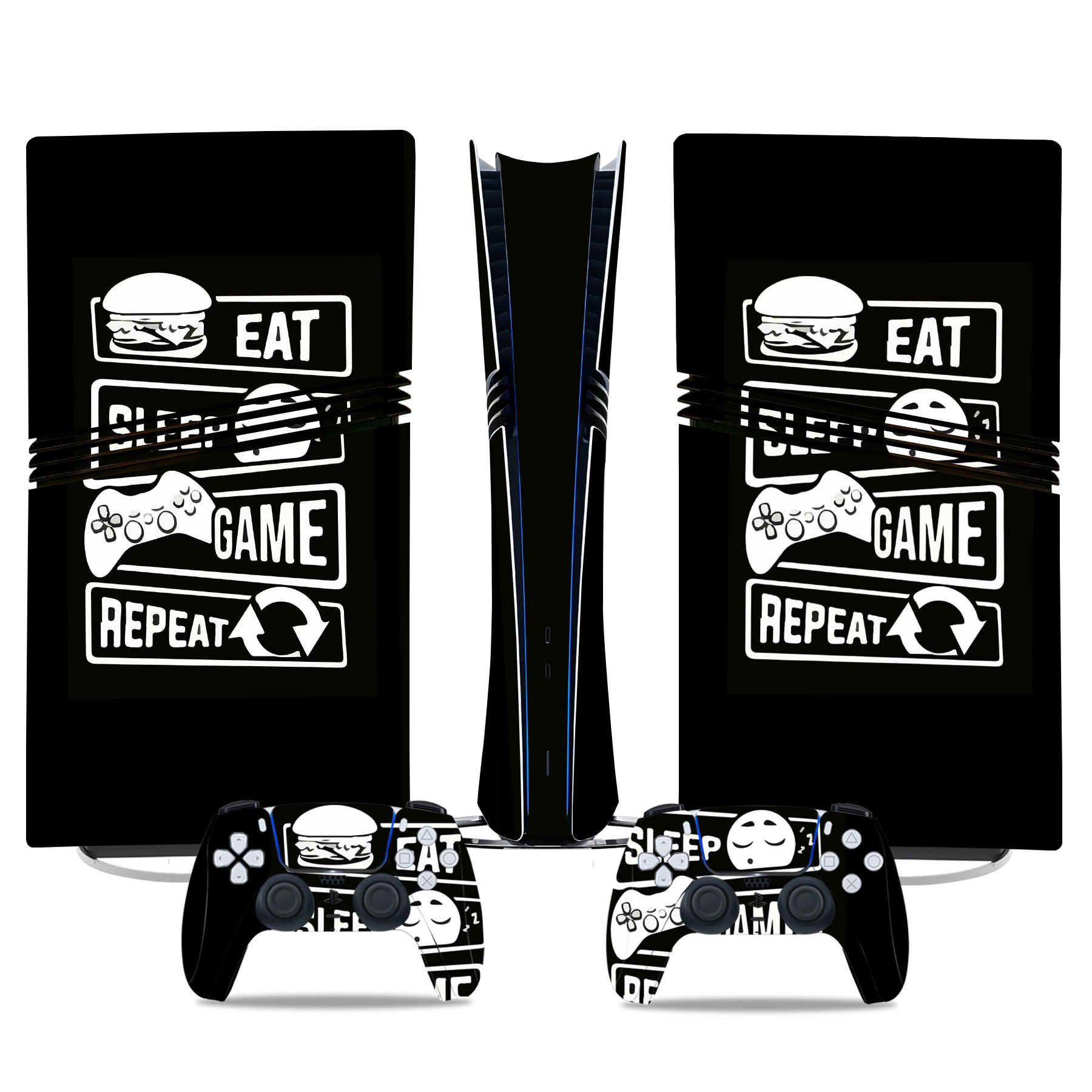 Eat Sleep Game Repeat PS5 Pro Skin Sticker – Ultimate Gamer Console Wrap - Image 3