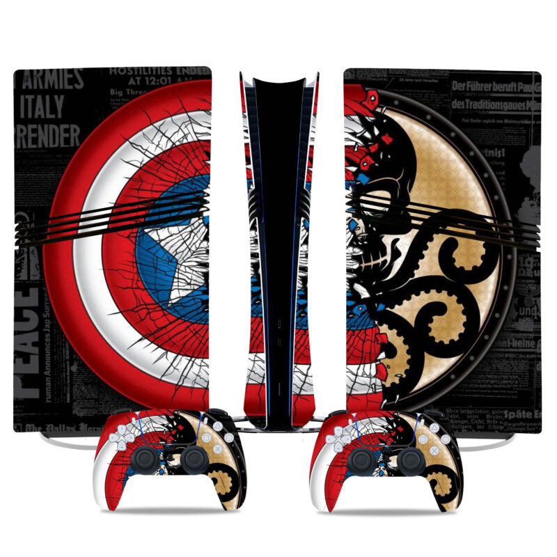 Captain America Vs Hydra PS5 Pro Skin Sticker – Iconic Console & Controller Cover