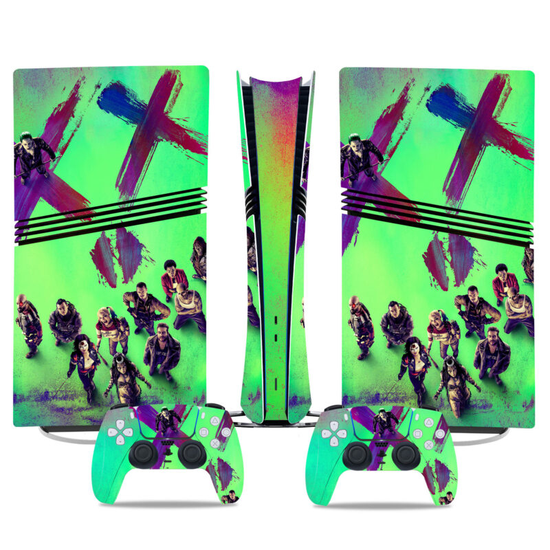 Vibrant Suicide Squad PS5 Pro Skin Sticker – Premium Console & Controller Decals