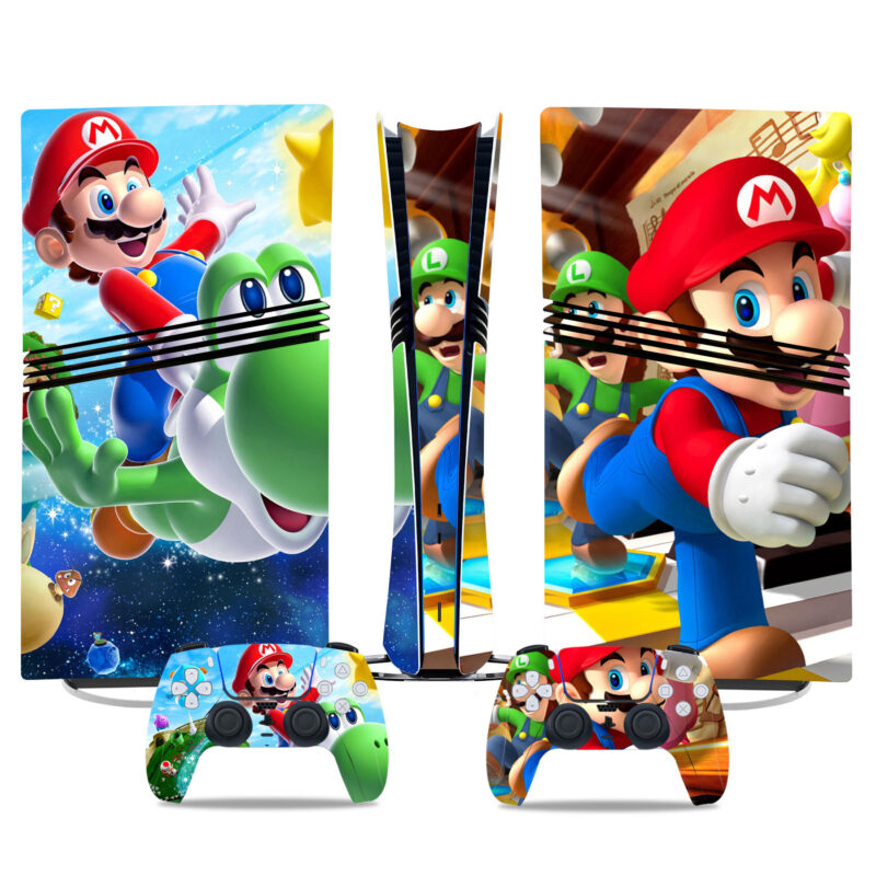 Custom PS5 Pro Skin Sticker Featuring Iconic Mario And Luigi Design - Vibrant Gaming Console And Controller Wrap