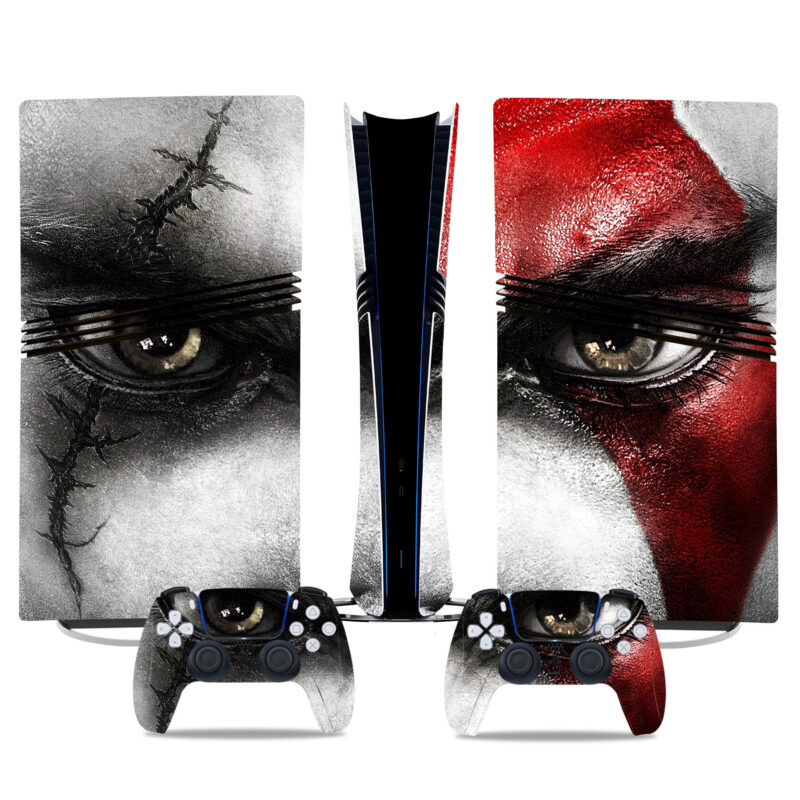 God Of War-Themed PS5 Pro Skin Sticker – Kratos Eye Design With Controller Wraps For An Epic Gaming Look