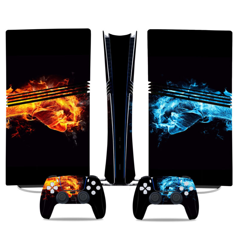 Fire And Ice PS5 Pro Skin Sticker - Premium Console & Controller Wrap With Striking Dual Element Design