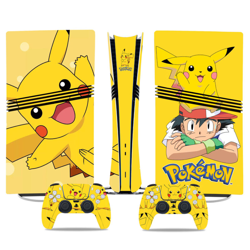 Vibrant Pikachu Pokémon PS5 Pro Skin Sticker - Custom Console And Controller Wrap For Ultimate Gaming Style