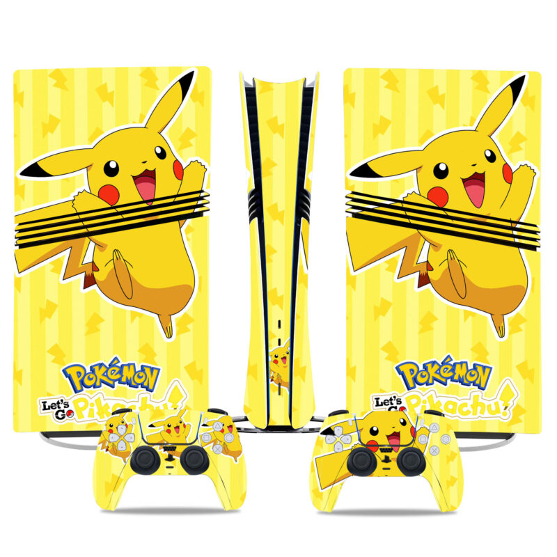 Adorable Pikachu Let’s Go Pokémon PS5 Pro Skin Sticker - Custom Console And Controller Wrap For Pokémon Fans