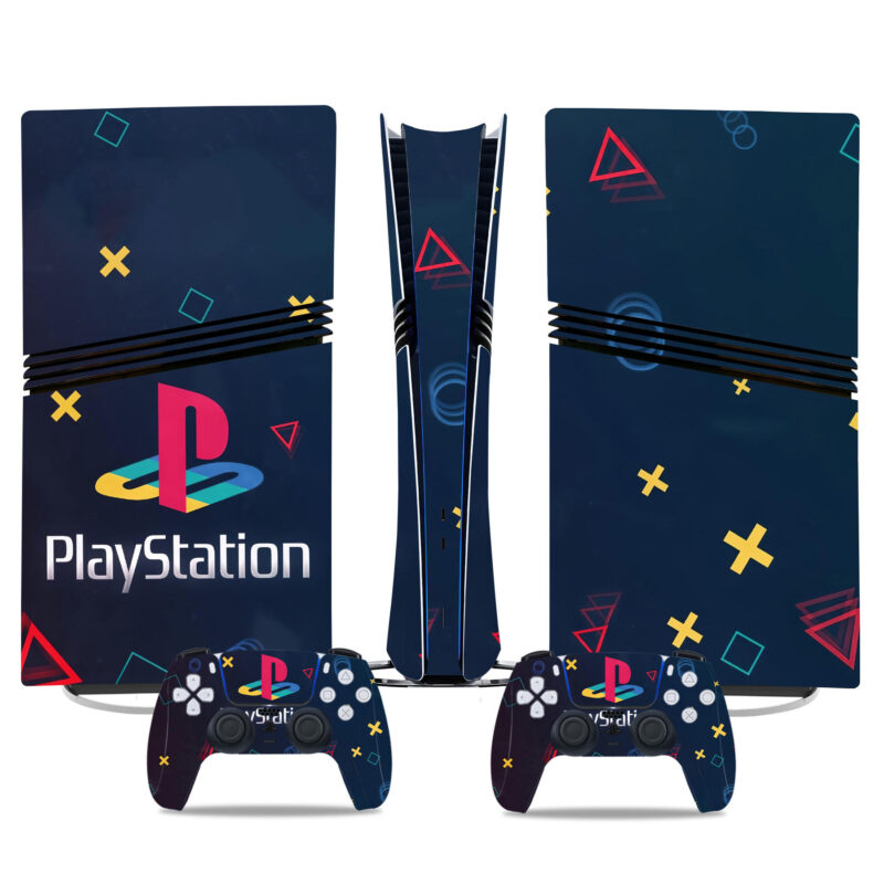 Custom PS5 Pro Skin Sticker – Retro PlayStation Design With Controllers For Stylish Console Protection And Unique Look