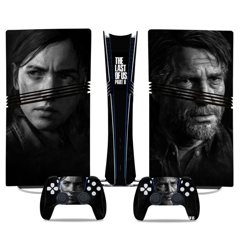 PS5 Pro Skin Sticker For The Last Of Us Part II – Black And White Joel & Ellie Console And Controller Decals