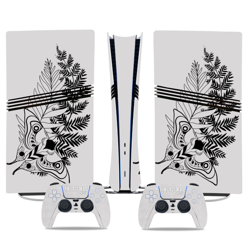 Stylish PS5 Pro Skin Sticker - The Last Of Us Part II Design With Moth And Fern Artwork For Console And Controllers