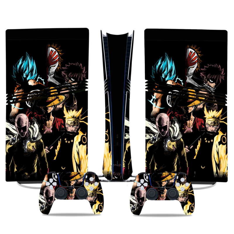 Anime-Themed PS5 Pro Skin Sticker – Vibrant Design For Console And Controller Customization Naruto, Goku, Luffy And More