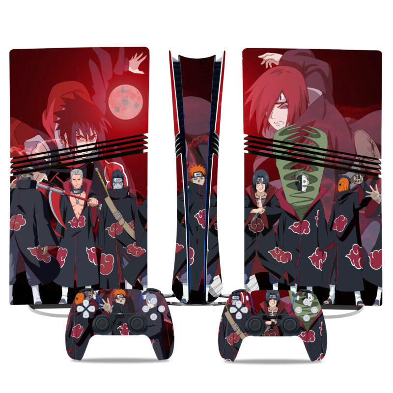 Akatsuki-Themed PS5 Pro Skin Sticker – Stylish Naruto Red Design For Console And Controllers Anime Gaming Accessories