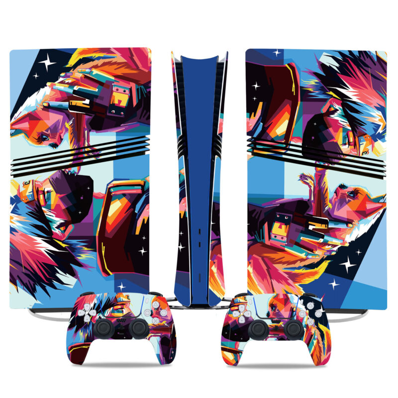 Colorful Cyberpunk PS5 Pro Skin Sticker – Vibrant Artistic Design For Console And Controllers Unique Gaming Accessories