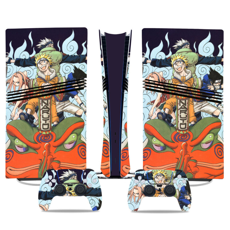 Naruto Team 7 PS5 Pro Skin Sticker – Iconic Anime Design With Gamabunta For Console And Controllers