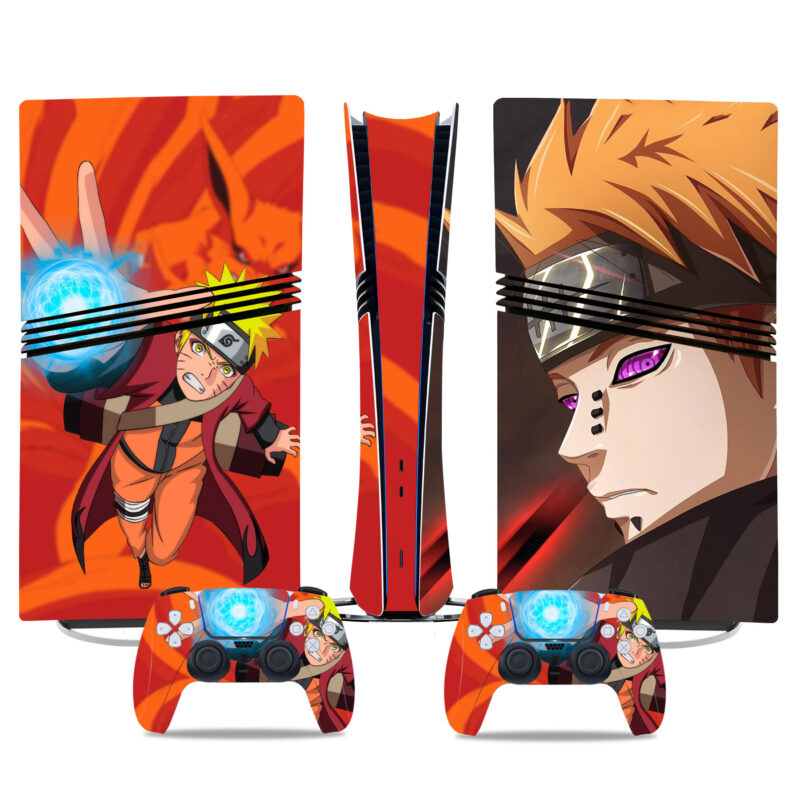 Naruto Vs Pain PS5 Pro Skin Sticker - Vibrant Anime Design For Console And Controller Durable Protective Decal Wrap