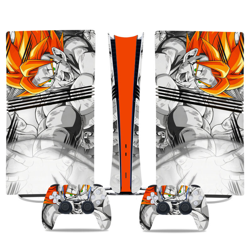 Dragon Ball PS5 Pro Skin Sticker – Fierce Anime Warrior Design For Console & Controllers