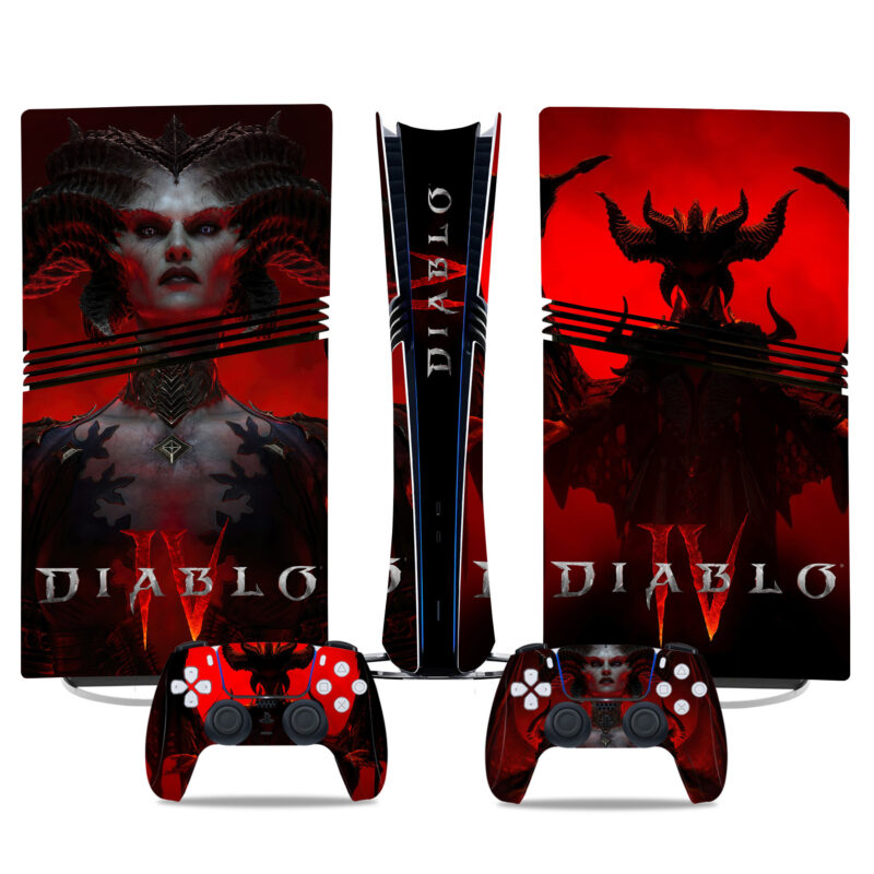 Diablo IV PS5 Pro Skin Sticker – Epic Red Design For Console & Controllers