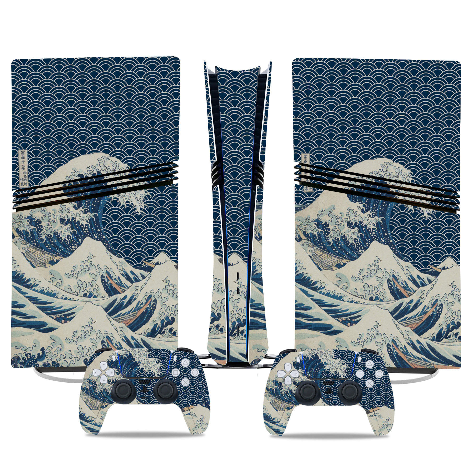 Elegant Hokusai Wave PS5 Pro Skin Sticker – Stunning Console & Controller Wrap - Image 3