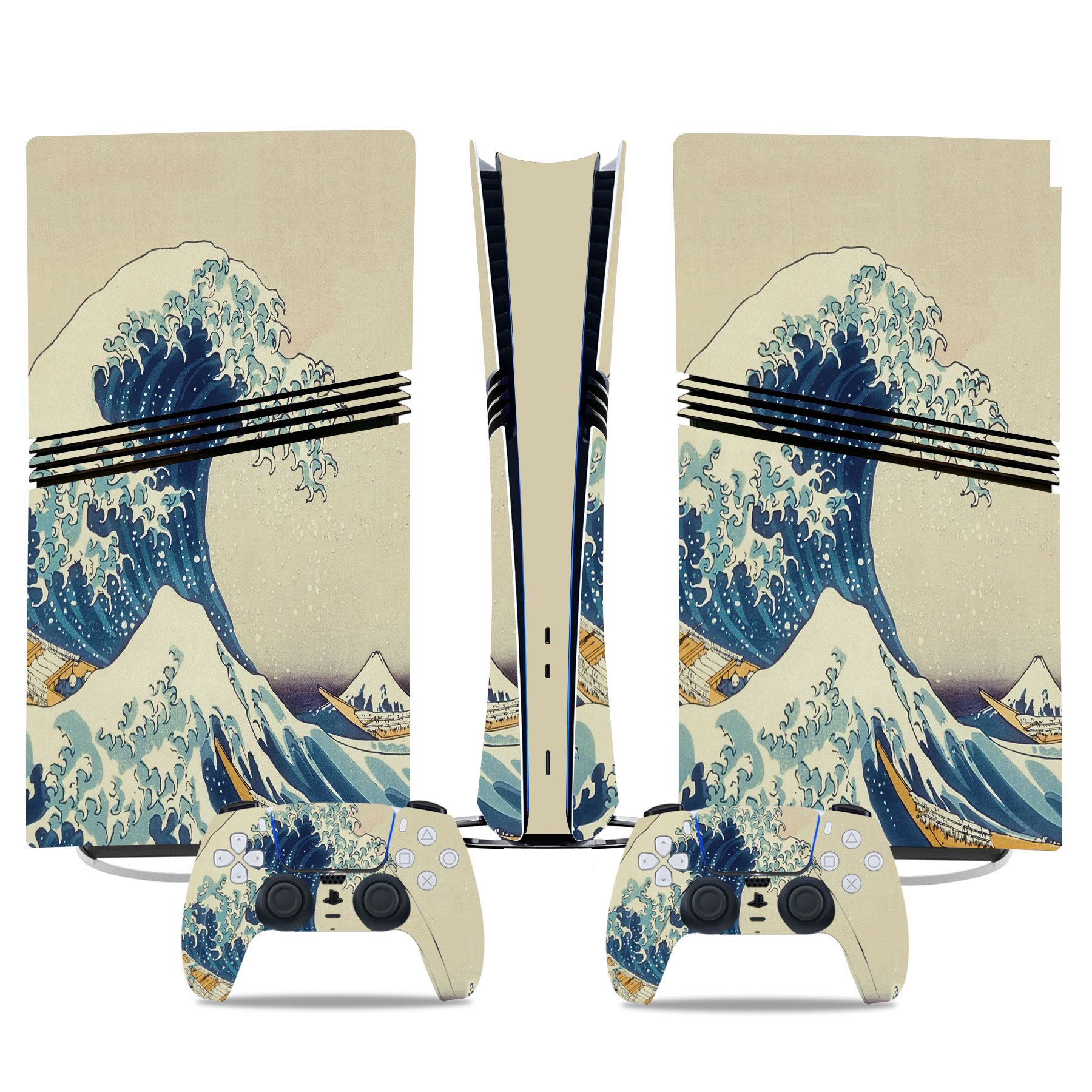 Stylish Hokusai Wave PS5 Pro Skin – Stunning Wrap For Console & Controllers - Image 3