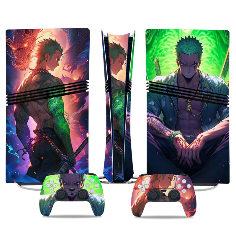 One Piece Roronoa Zoro PS5 Pro Skin Sticker – Epic Anime Console & Controller Wrap