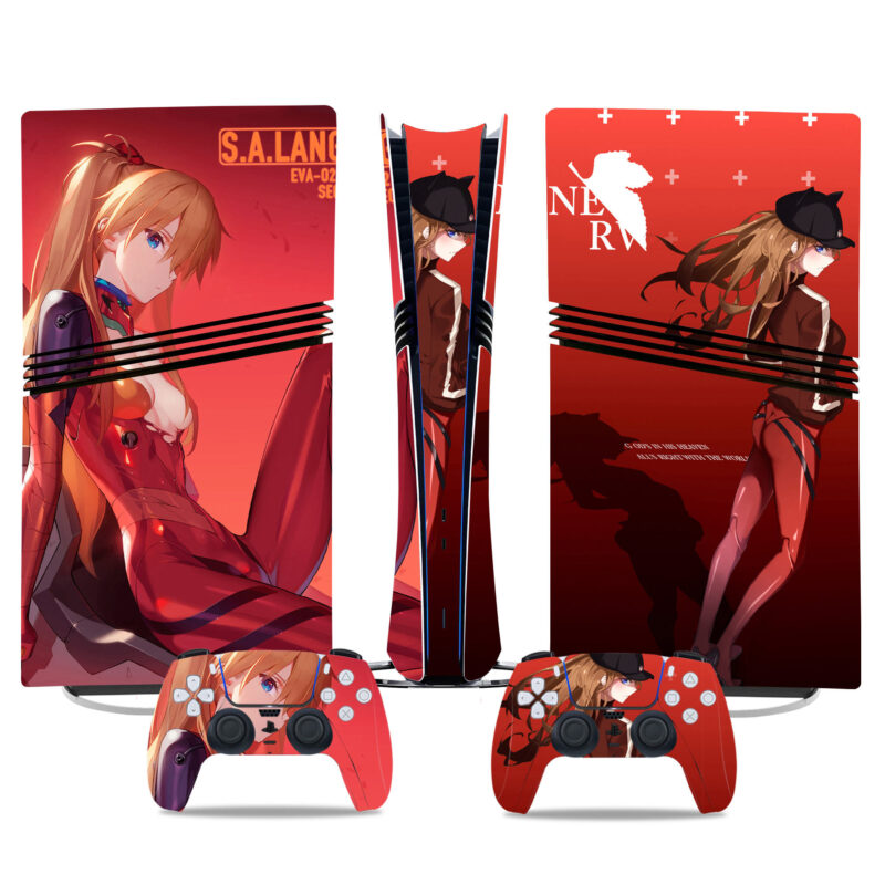 Custom PS5 Pro Skin Sticker - Anime Asuka Langley Design - Unique Console & Controller Wrap For PlayStation 5