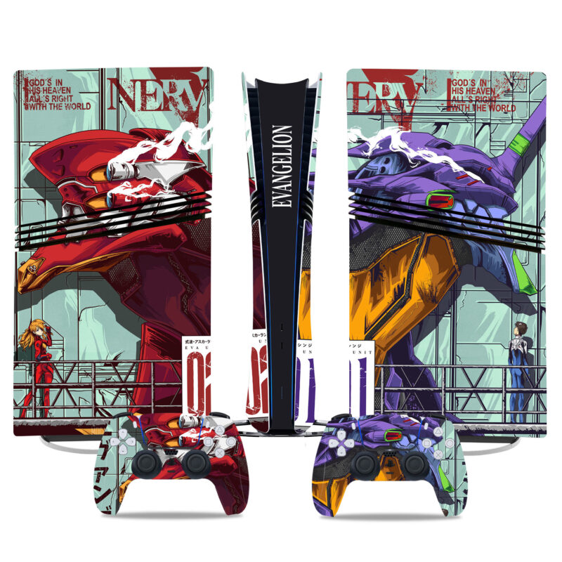 Evangelion-Themed PS5 Pro Skin Sticker – Premium Console & Controller Wrap For Anime Fans And Gaming Enthusiasts