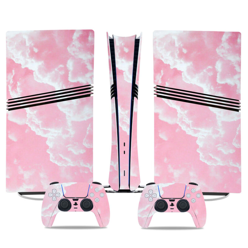 Stylish Pink Cloud PS5 Pro Skin Sticker – Custom Console