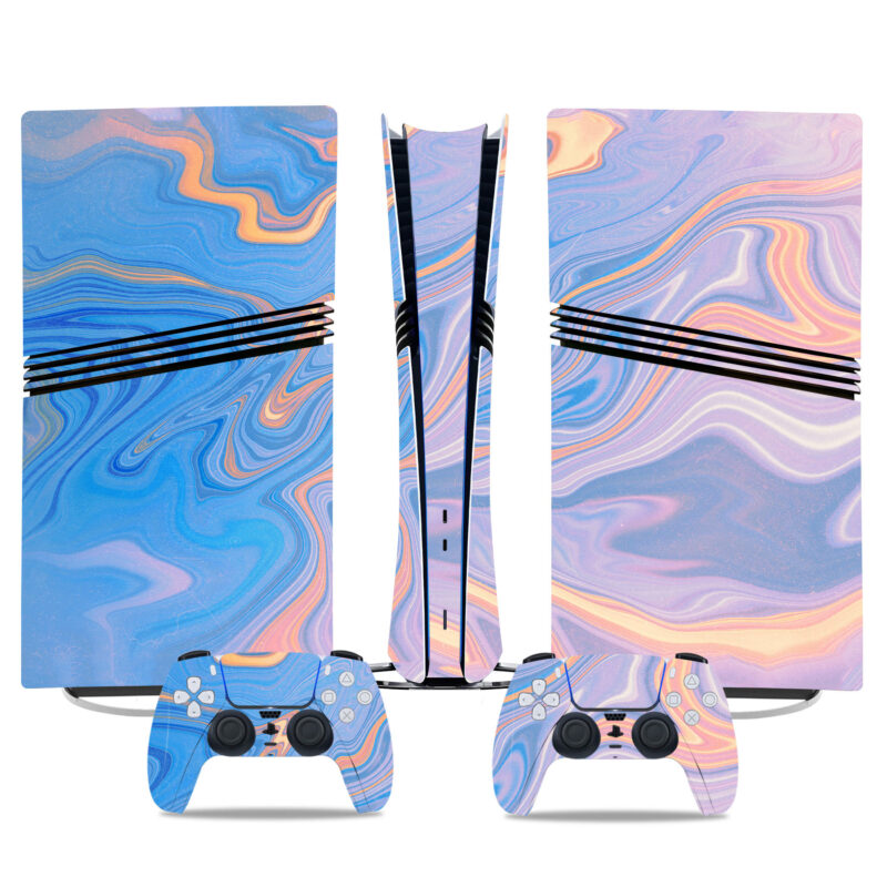 Elegant Blue Marble PS5 Pro Skin Sticker – Stunning Console & Controller Protection For Gamer