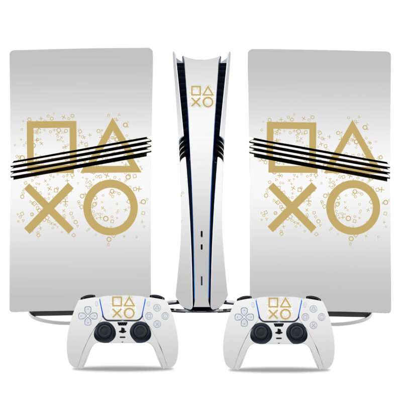 Elegant Gold Design PS5 Pro Skin Sticker - Premium Console And Controller Wrap For A Stylish Gaming Experience