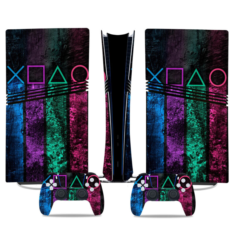 Vibrant Gradient Design PS5 Pro Skin Sticker - Durable Console And Controller Wrap For Ultimate Gaming Style