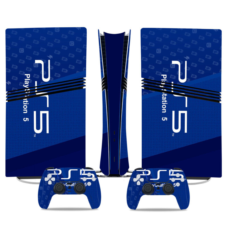 Premium PS5 Pro Skin Sticker - Sleek Blue PlayStation 5 Design - Console And Controller Protective Wraps For Gamers