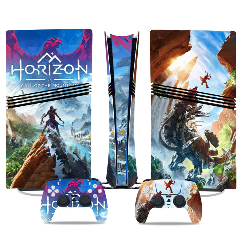 Horizon VR PS5 Pro Skin Sticker - Call Of The Mountain Design - Stunning Console And Controller Wraps For Gamers