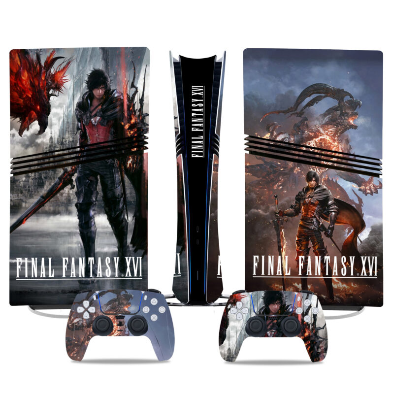 Final Fantasy XVI PS5 Pro Skin Sticker – Stunning Console & Controller Decal For Gamers – Unique Design & Protection