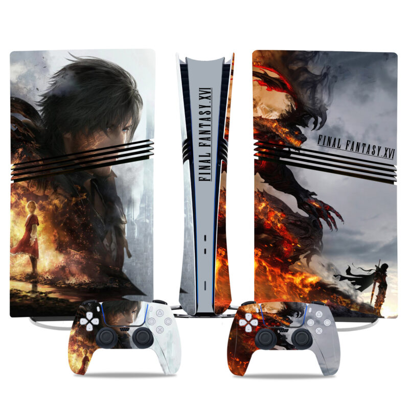 Final Fantasy XVI PS5 Pro Skin Sticker – Premium Console & Controller Wrap – Epic Design For Gamers – Durable & Stylish