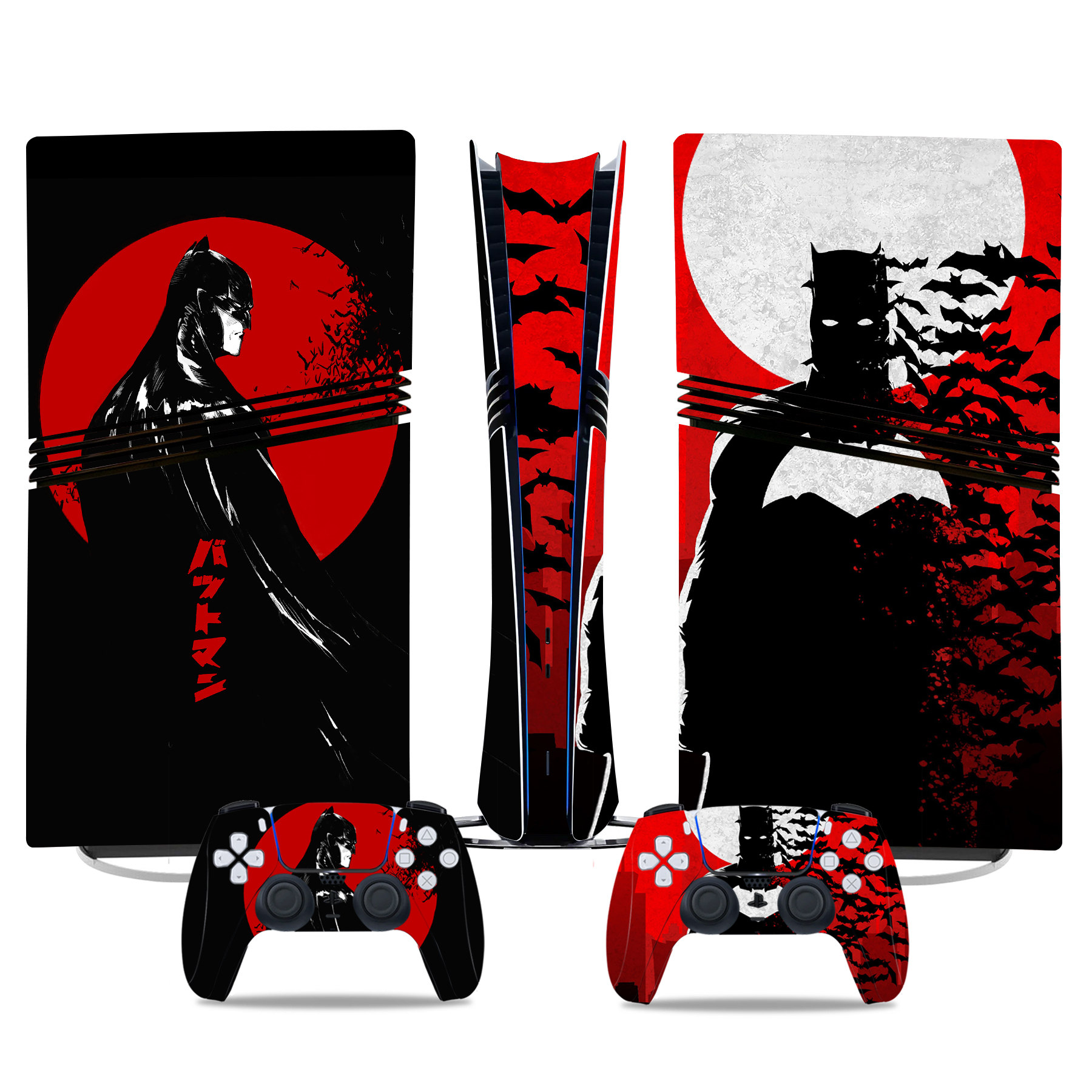 Batman PS5 Pro Skin Sticker – Bold Red & Black Console And Controller Design - Image 3
