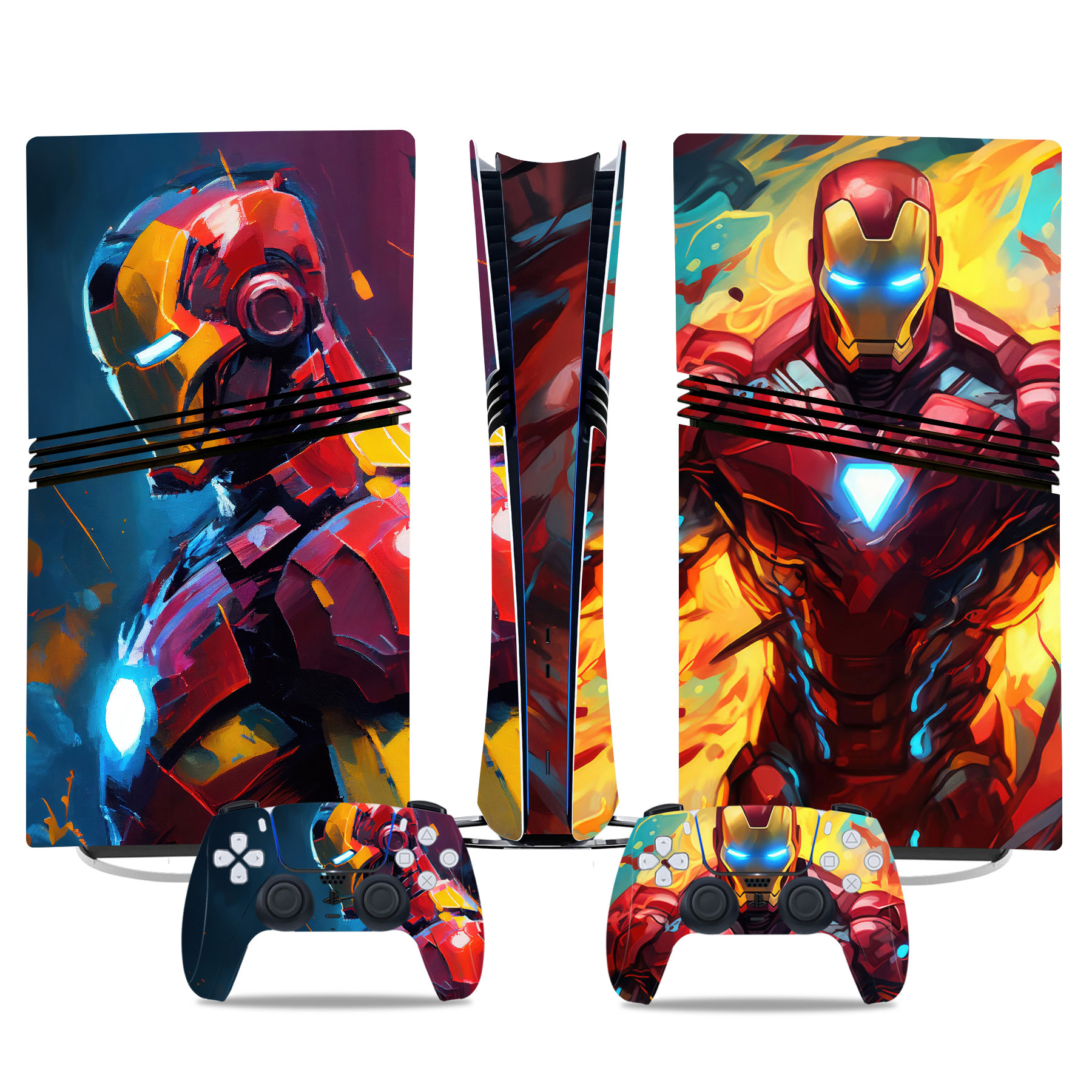 Iron Man Art PS5 Pro Skin Sticker – Epic Design For Console & Controllers - Image 3