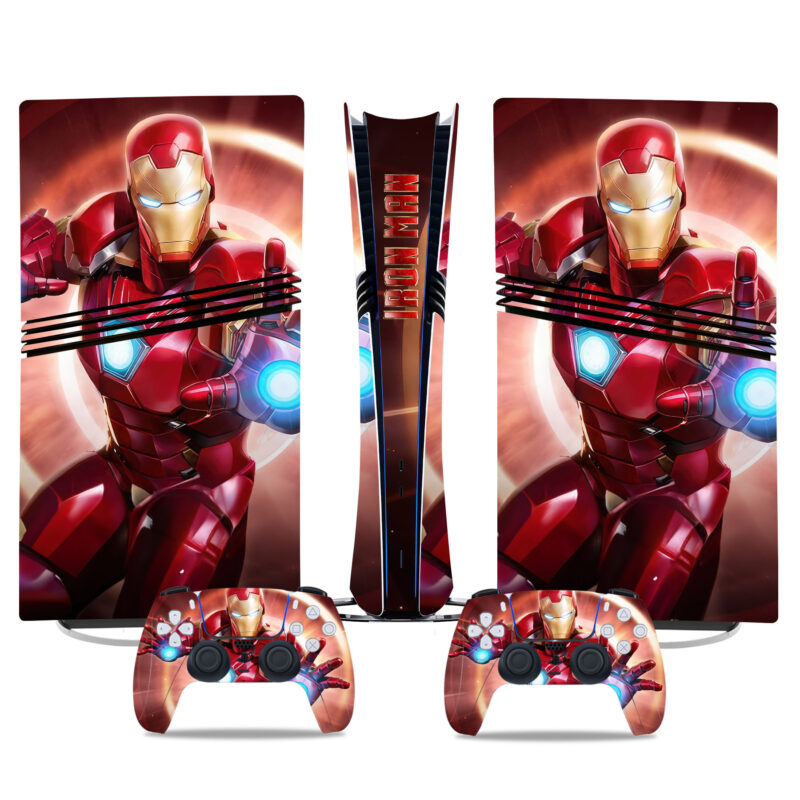 Ultimate Iron Man Custom PS5 Pro Skin Sticker – Bold Design For Console & Controllers