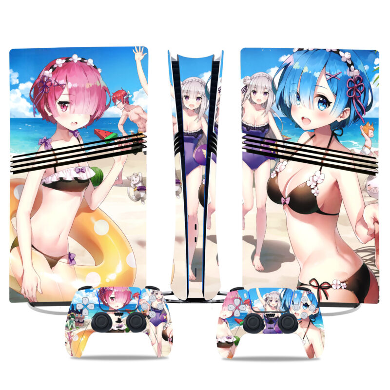 Re: Zero - Starting Life In Another World Anime Beach PS5 Pro Skin Sticker – Vibrant Console & Controller Wrap