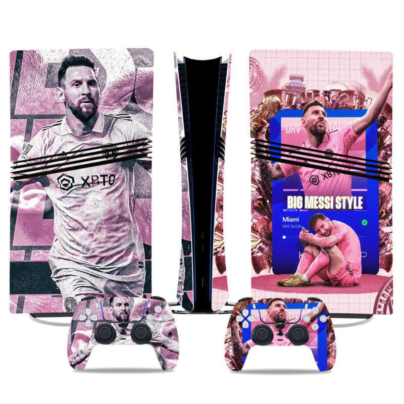 Stylish Messi-Themed PS5 Pro Skin Sticker – Stylish Console & Controller Wrap