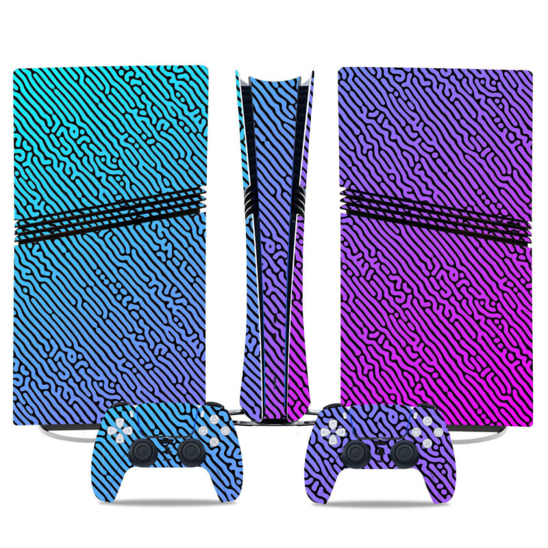 Vibrant Gradient PS5 Pro Skin Stickers - Blue And Purple Artistic Design With Matching Controller Decals For Gamers - Image 2