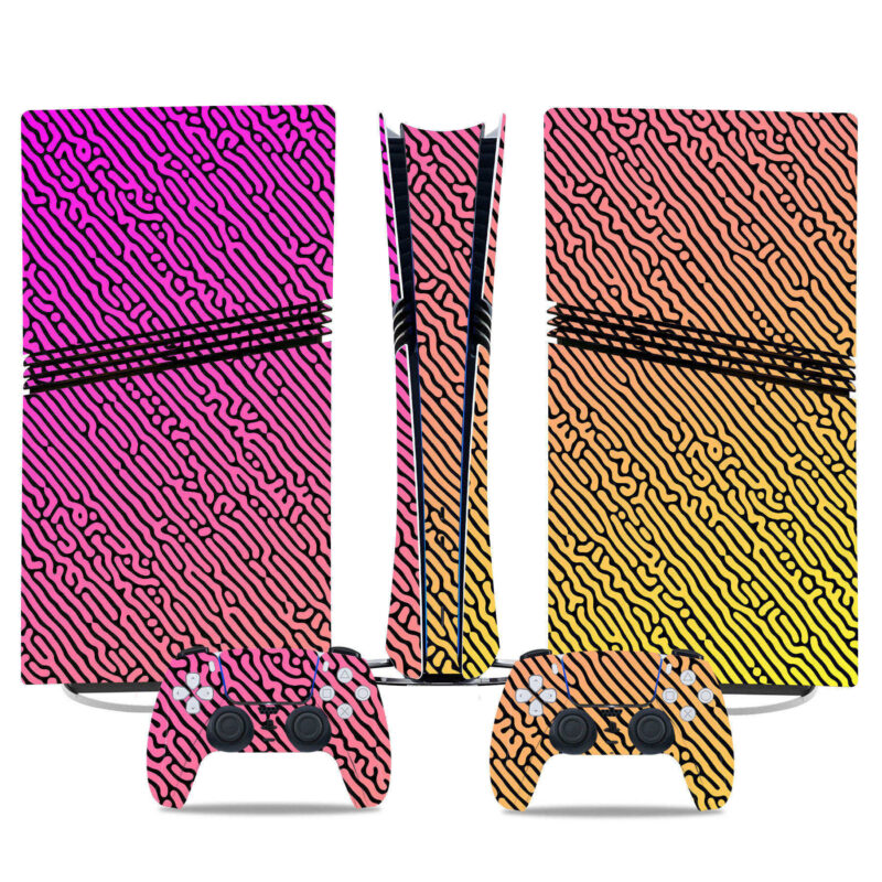 Sunset Gradient PS5 Pro Skin Stickers - Pink And Yellow Modern Design With Matching Controller Wraps For Stylish Gaming