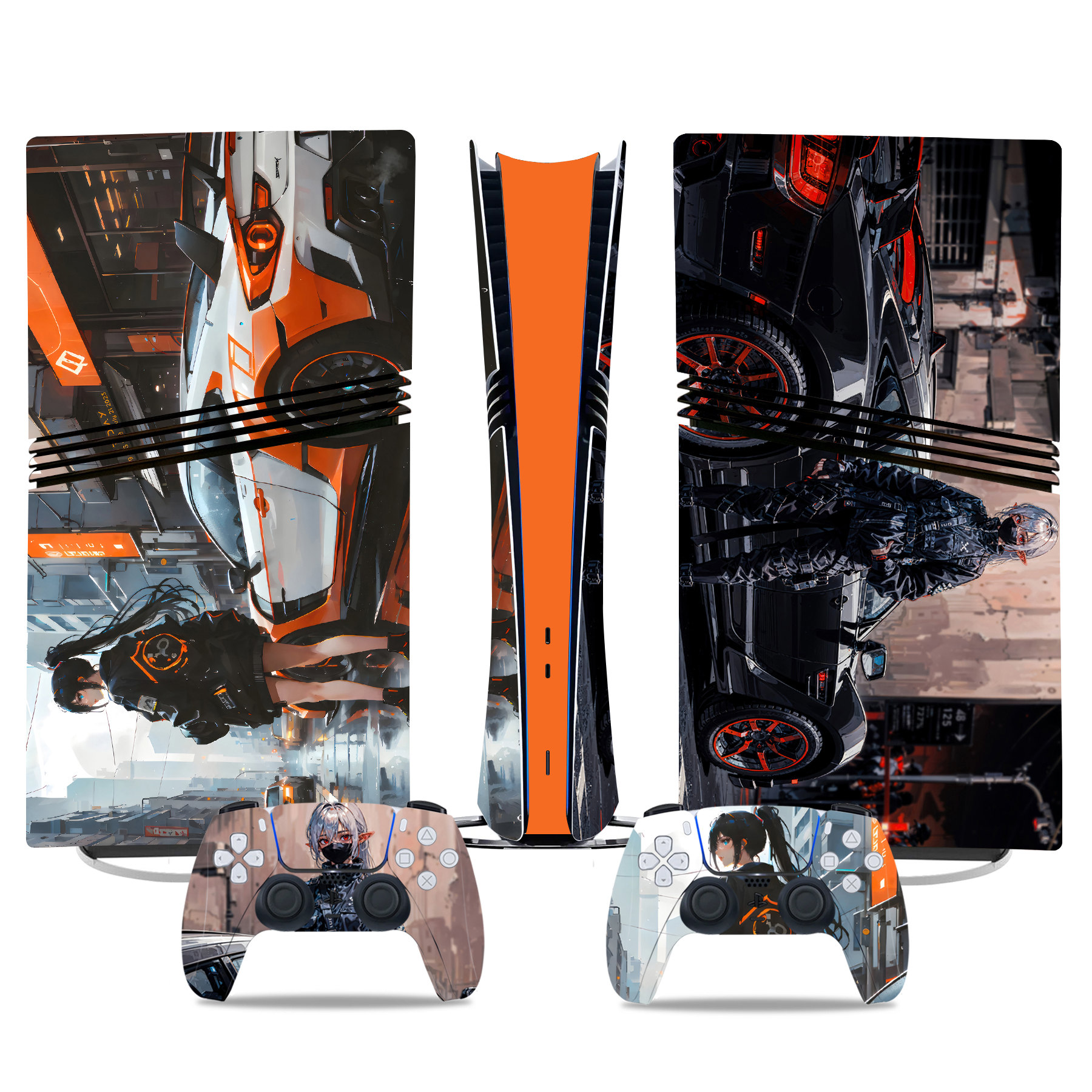 Stylish Cyberpunk PS5 Pro Skin & Controller Decal - High-Quality Sticker For Gamers - Image 2