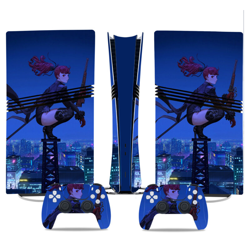 Elegant Persona 5 PS5 Pro Skin Sticker – Stylish Blue Theme For Console And Controller Customization