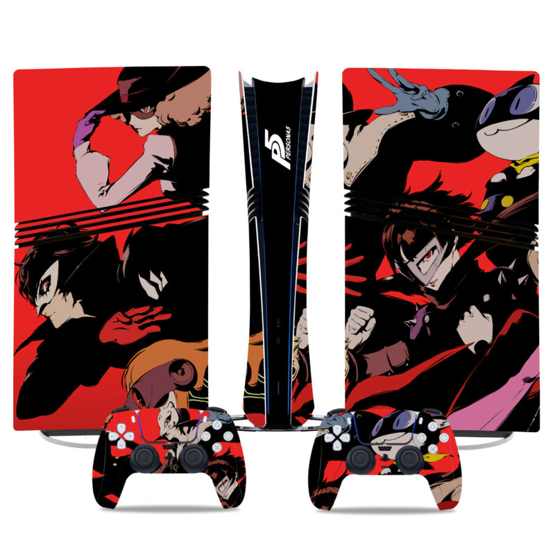 Custom Persona 5 PS5 Pro Skin Sticker – Vibrant Console And Controller Design For Gaming Fan