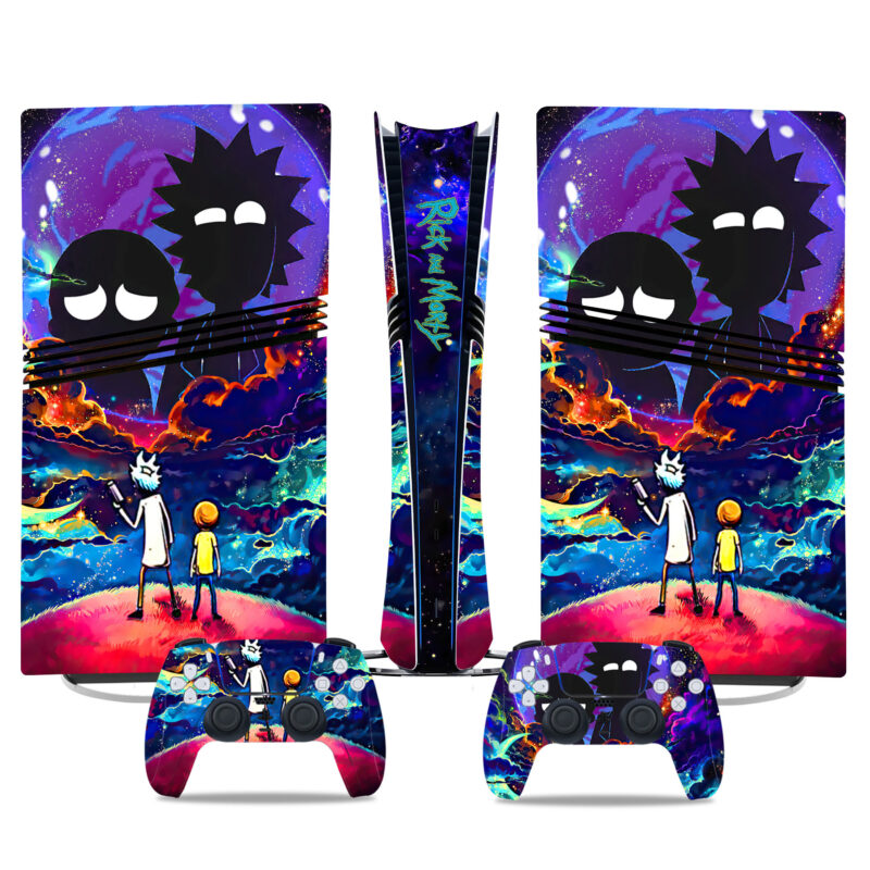 Custom Rick And Morty PS5 Pro Skin Sticker – Vibrant Gaming Console & Controller Wrap Design