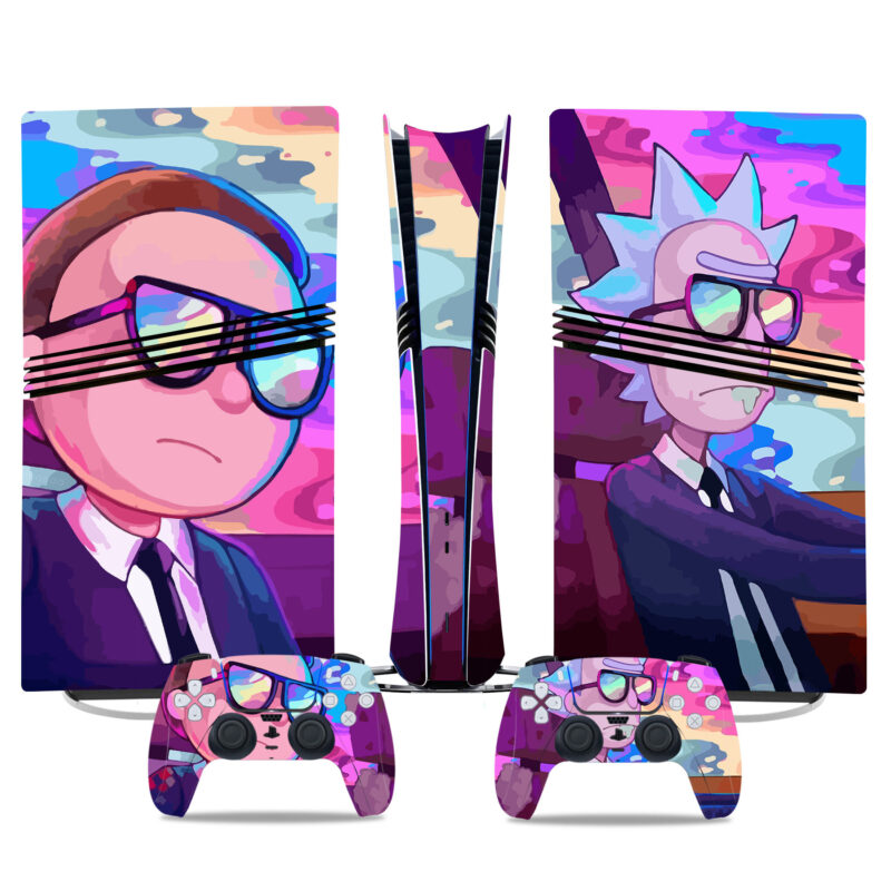 Custom Rick And Morty PS5 Pro Skin – Vibrant Design Protective Console And Controller Sticker For Gamers