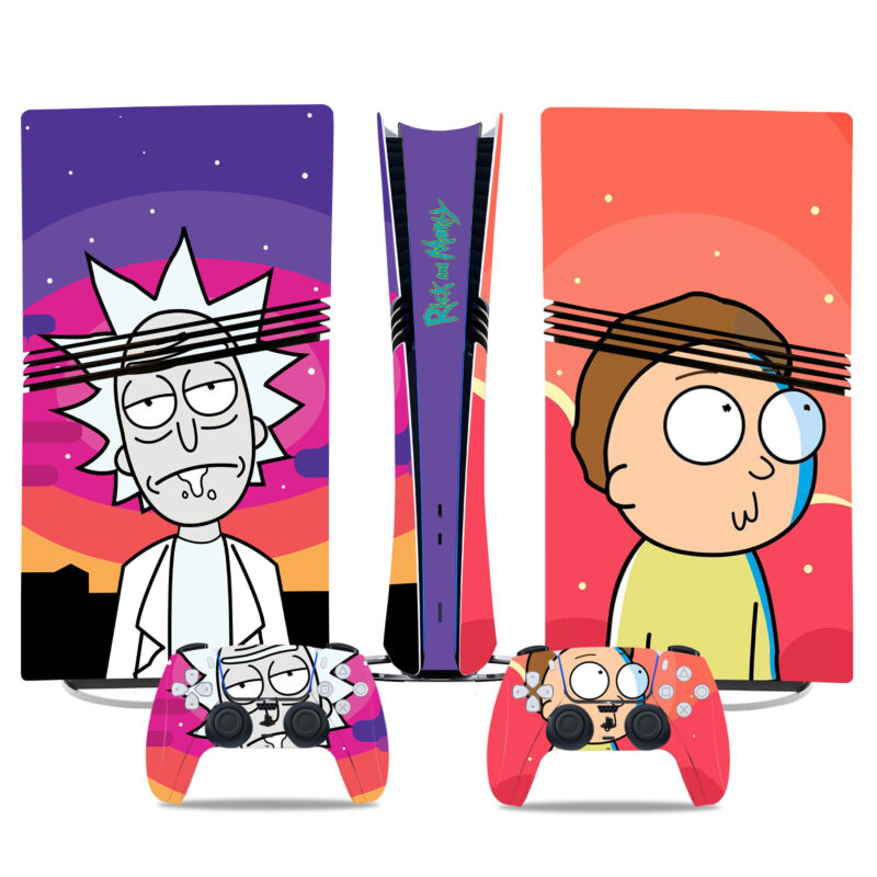 Rick And Morty Cartoon PS5 Pro Skin – Vibrant Protective Sticker For Console And Controllers, Perfect For Gamers