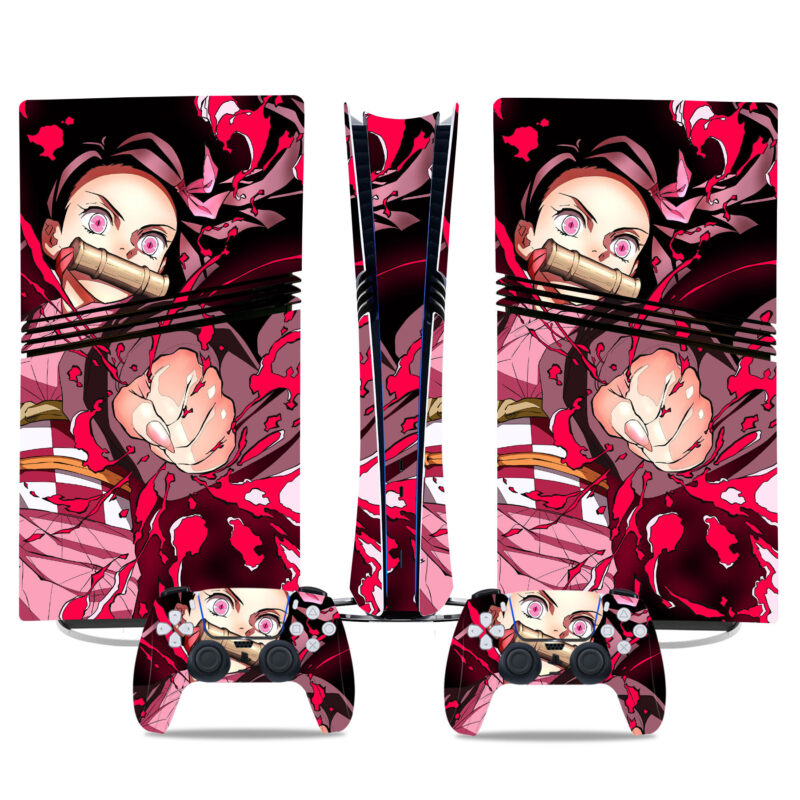 Custom Demon Slayer PS5 Skin Sticker – Nezuko Anime Design For Console And Controller Protection And Stylish Gaming Look