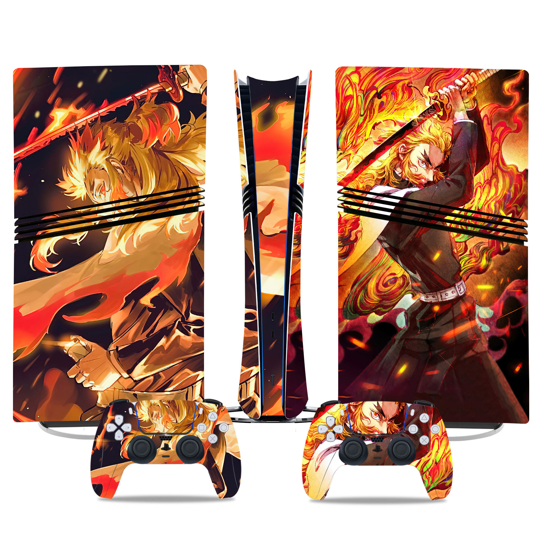 PS5 Skin Sticker - Fiery Rengoku Demon Slayer Design For Console And Controllers - Durable Vibrant And Easy To Apply - Image 2