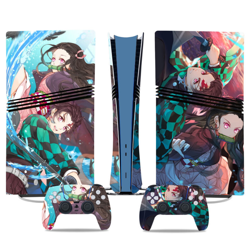 Demon Slayer PS5 Pro Skin Sticker Set - Anime Design For Console And Controllers