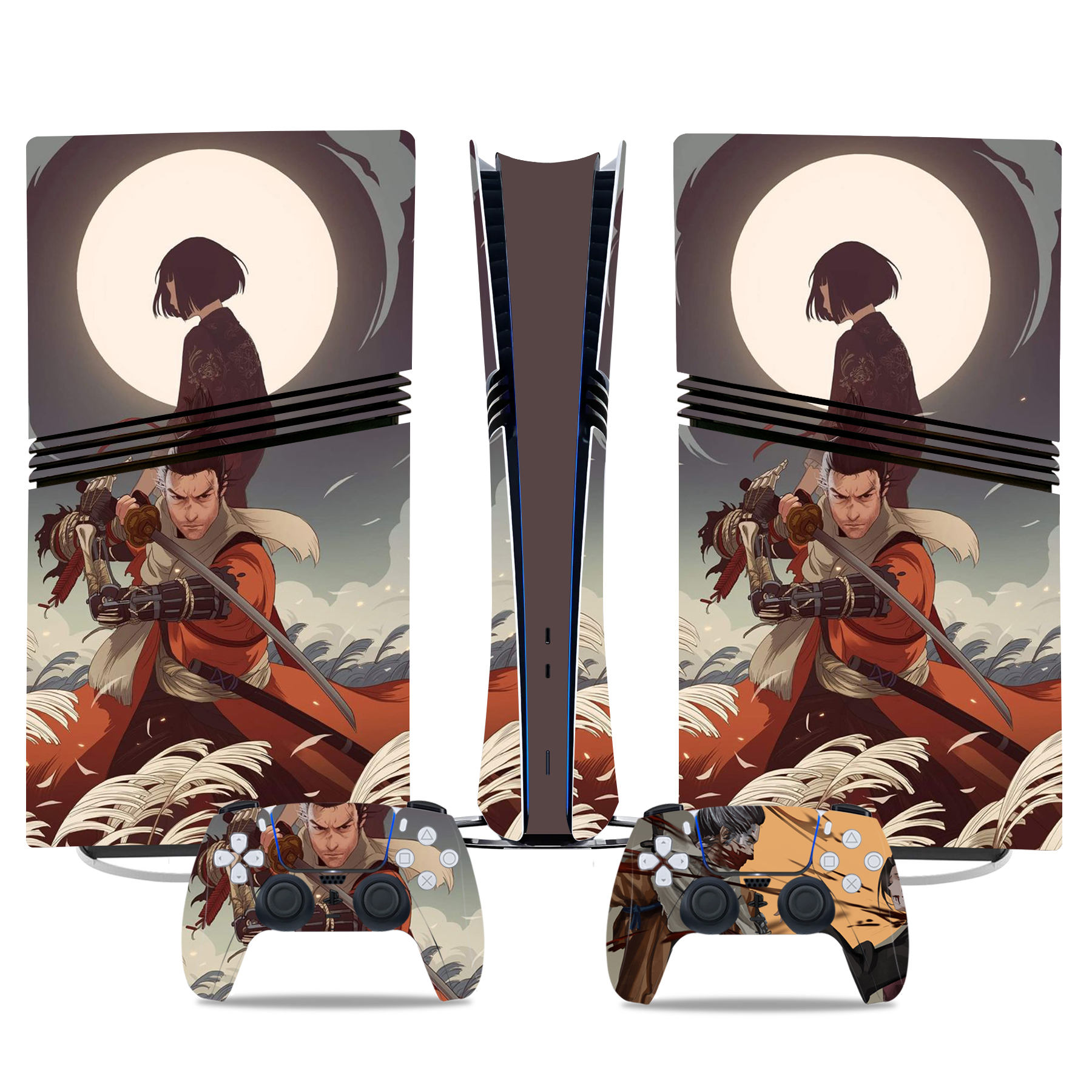 Samurai-Themed PS5 Pro Skin Sticker – Stunning Console And Controller - Image 2